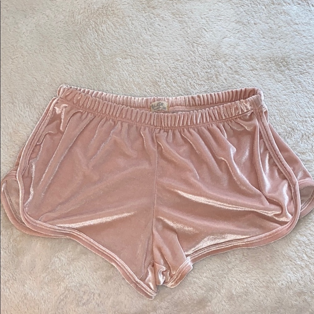 Pink velvet brandy shorts